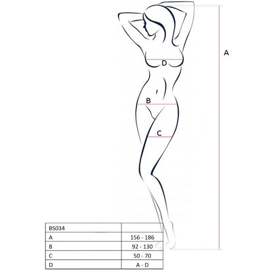 PASSION - WOMAN BS034 BODYSTOCKING BLANCO TALLA ÚNICA