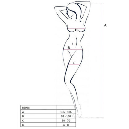 PASSION - WOMAN BS038 BODYSTOCKING BLANCO TALLA ÚNICA