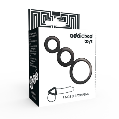 ADDICTED TOYS - SET ANILLOS PENE Y TESTÍCULOS - AHUMADO
