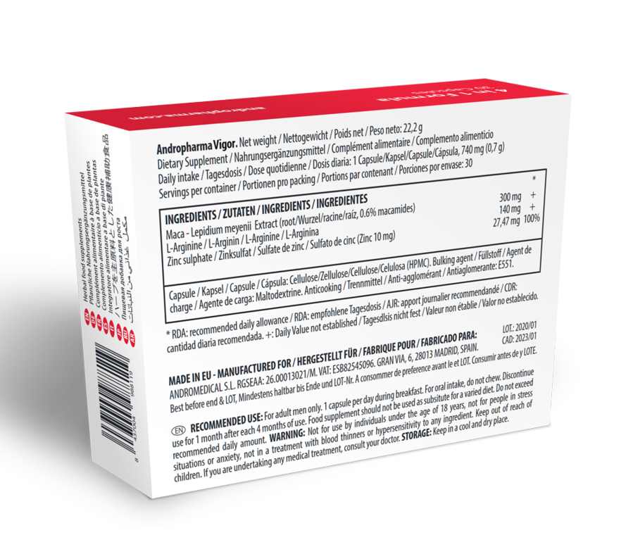 Andropharma Vigor – Complemento alimenticio herbal para la libido masculina